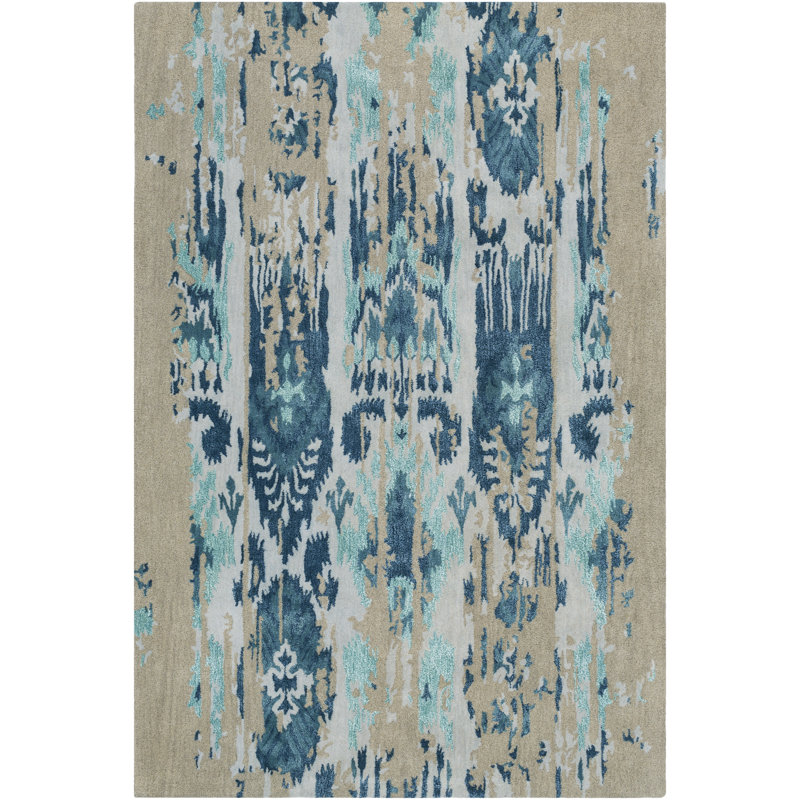 Bungalow Rose Corinne HandTufted Teal/Navy Area Rug Wayfair